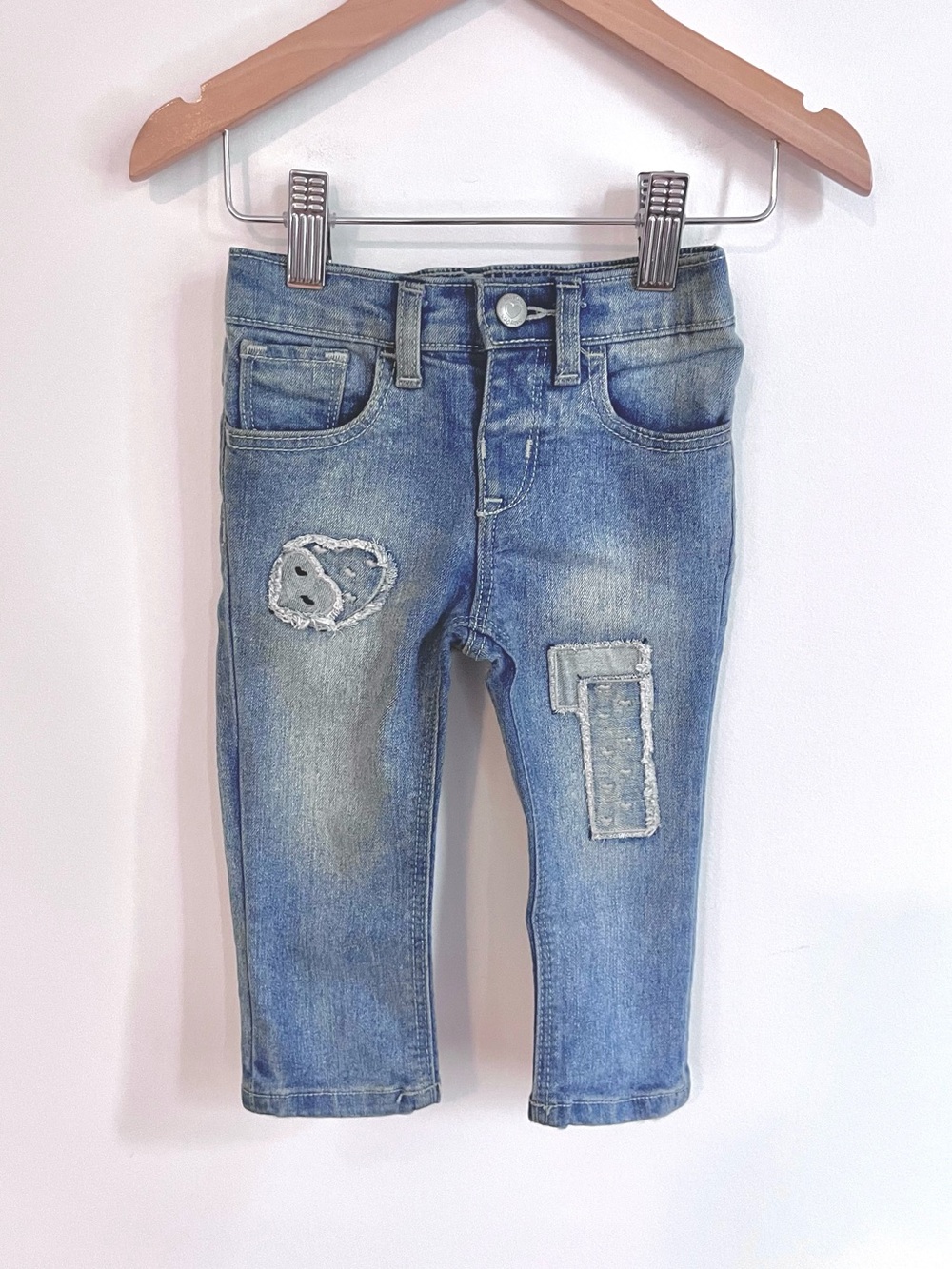 $7 💥NEW Gap Patchwork Embroidered Jeans, Hearts, Pockets, Straight Cut, Unisex